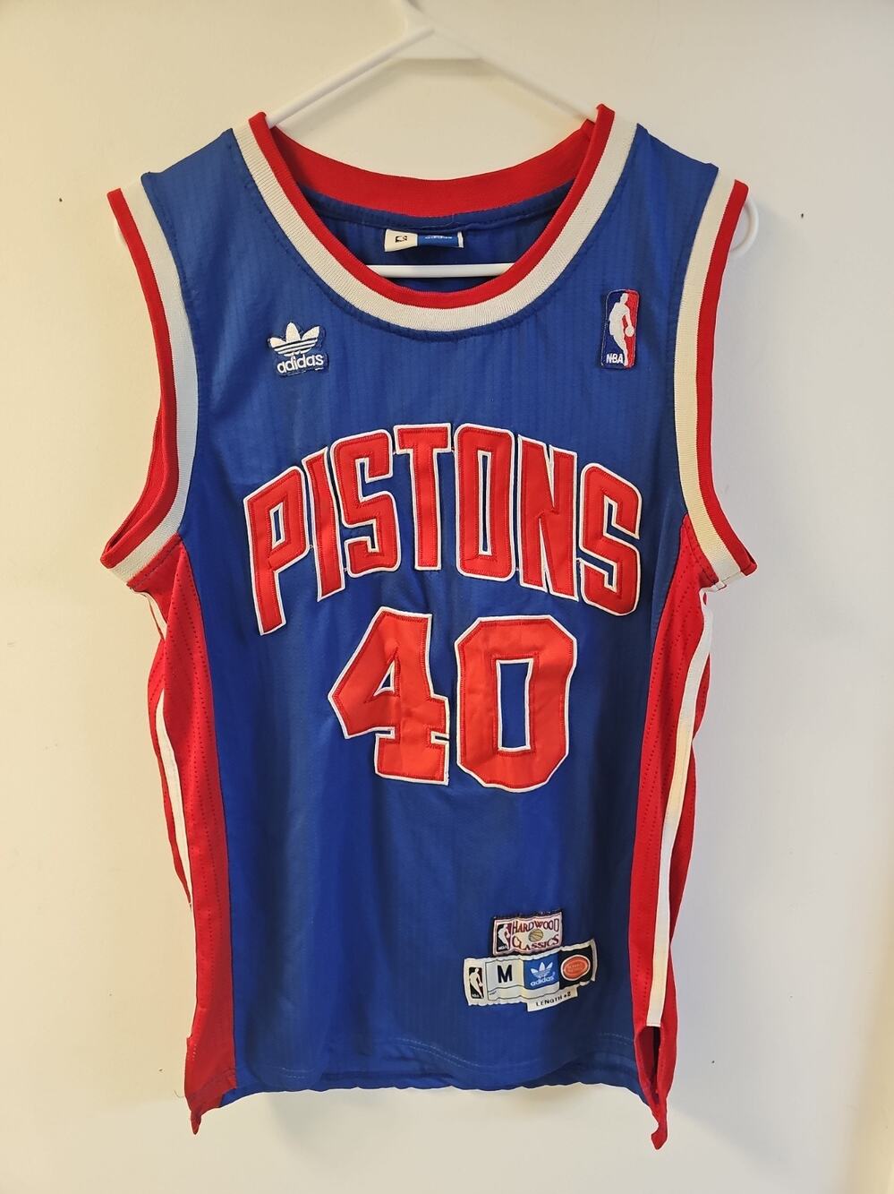 Bill Laimbeer Vintage Hardwood Classics Detroit Pistons Jersey Size M +2 Length